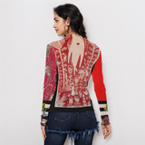 Red rabbits garden long sleeve mesh top