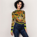 Garden long sleeve mesh top