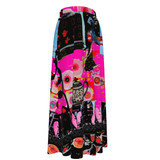 Red scarf girl maxi chiffon skirt