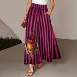 Magenta stripe drawstring palazzo pants