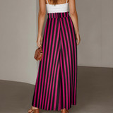 Magenta stripe drawstring palazzo pants