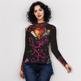 Pink  wiggle sacred heart long sleeve mesh top