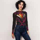 Pink  wiggle sacred heart long sleeve mesh top