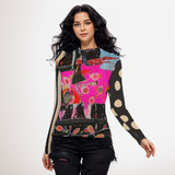 Red scarf long sleeve mesh top