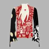 Red rabbit bell sleeve mesh top