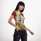 Strawberry short sleeve mesh top