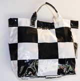 Vespa girl checkered tote