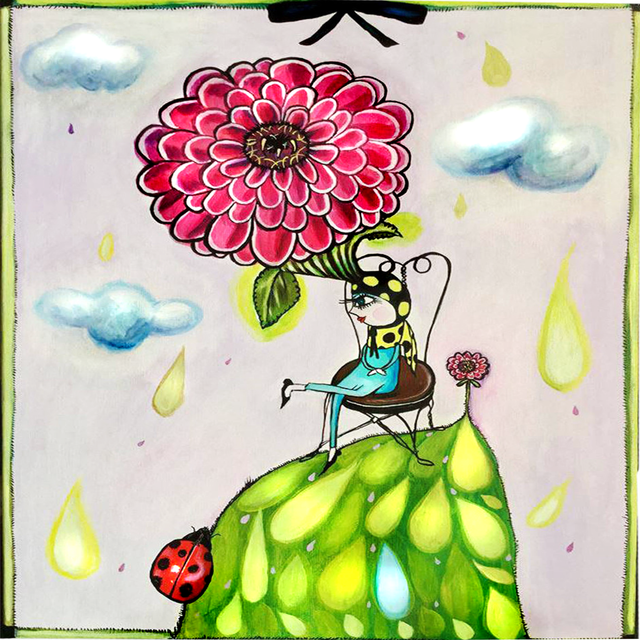 Zinnia fairy ceramic tile