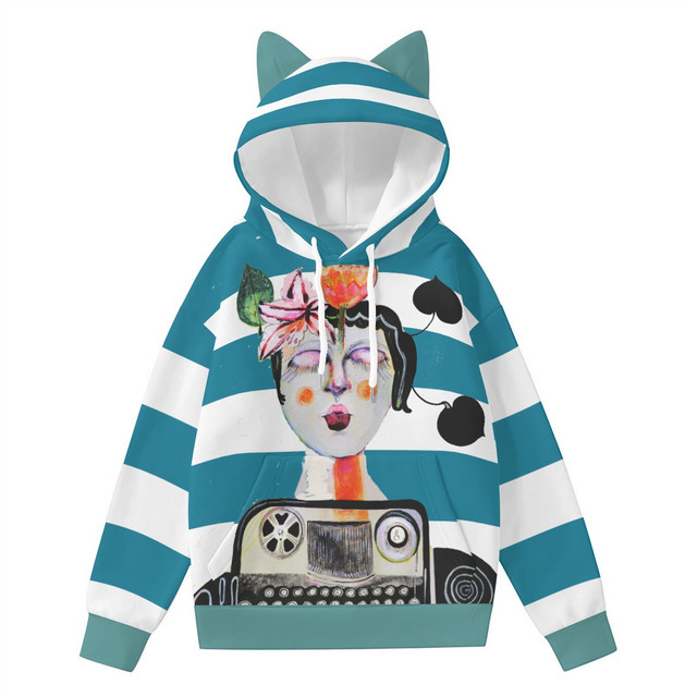 Typewriter girl Cat ear Hoodie