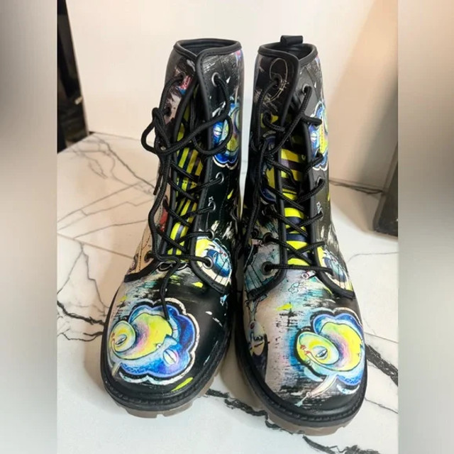 Blue clouds ankle boots