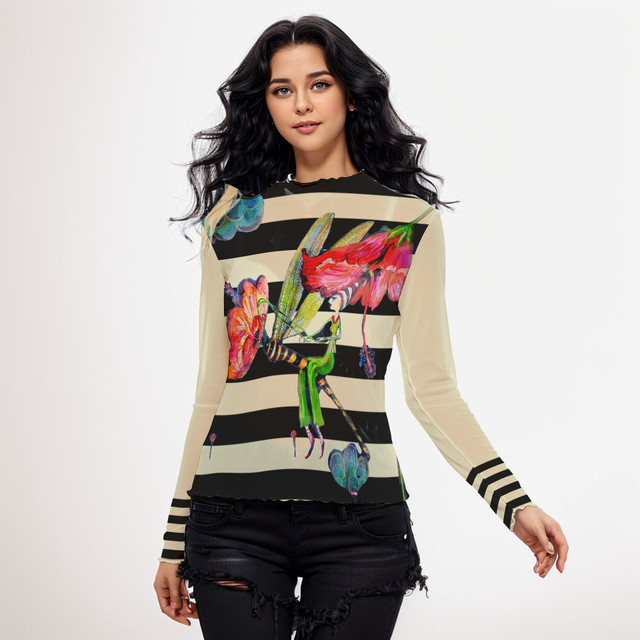 Dragonfly Long Sleeve Mesh Top