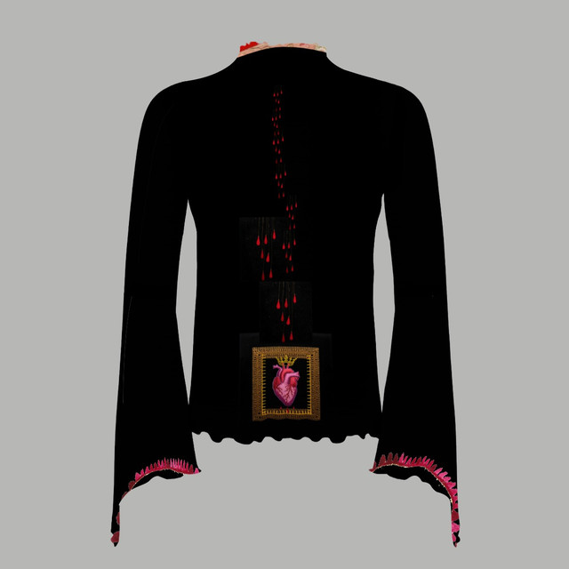 Sacred heart bell sleeve mesh top