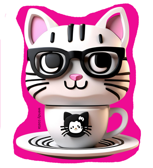 Cat in teacup sticker