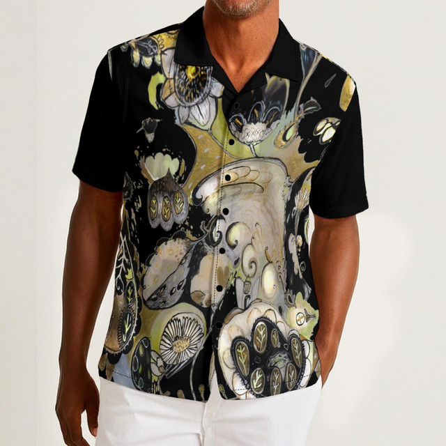 Golden sunflowers cotton Men's Hawaiian Shirt