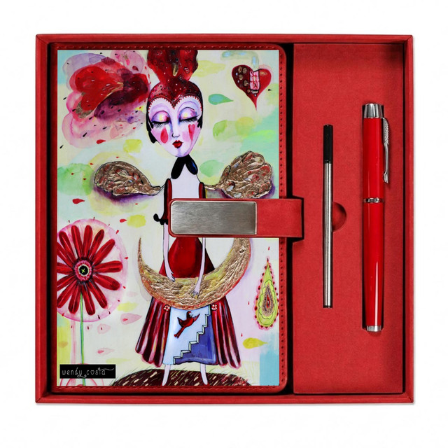 Red harlequin journal & pen set