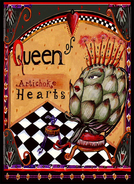 Wendy Costa glass cutting board artichoke queen