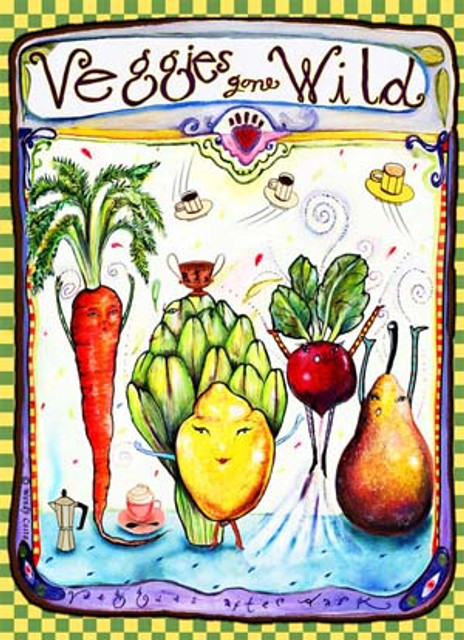 Wendy Costa glass cutting board Veggies gone wild