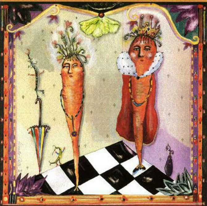 Carrot King & Queen Tile Trivet