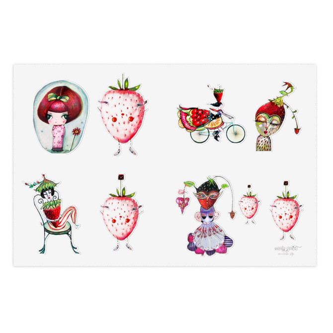 Strawberry girl Sticker Sheets