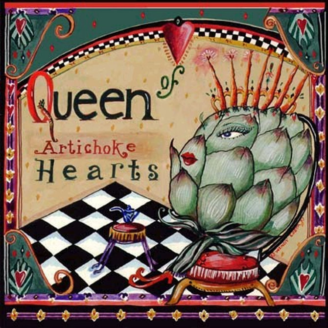 Queen of artichoke hearts print on wood
