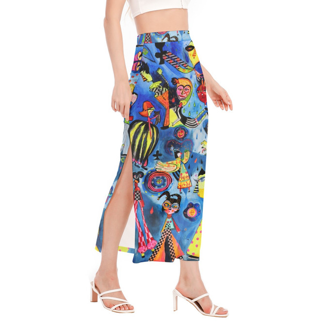 Lemon sidewalk side slit skirt