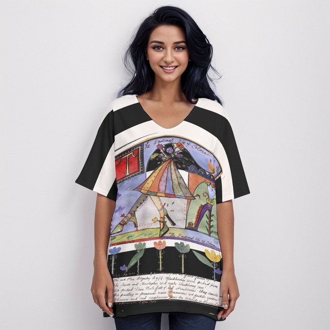 Striped shoe sketch top 100% cotton short sleeve top
