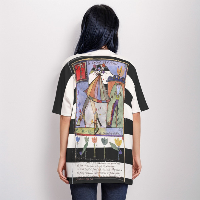 Striped shoe sketch top 100% cotton short sleeve top