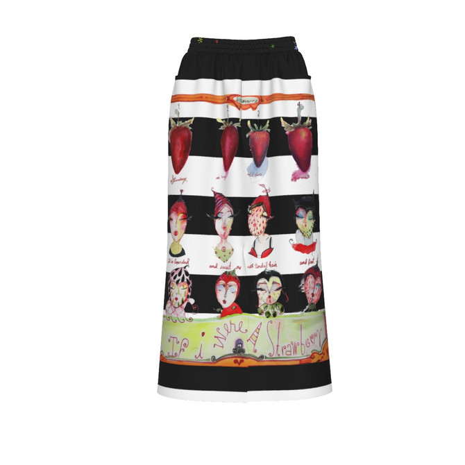 If I were a strawberry front slit 100% cotton woman's skirt