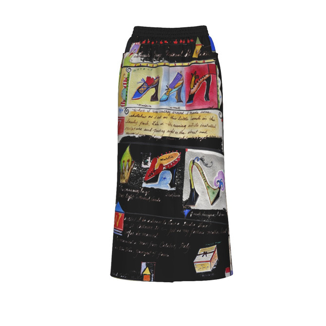 Shoe garden front slit 100% cotton woman's skirt