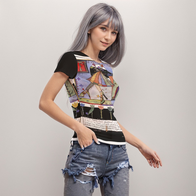 Walking postcards Women's Short Sleeve Mesh Blouse
