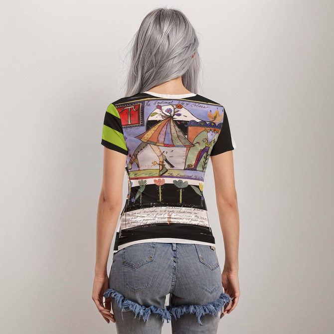 Walking postcards Women's Short Sleeve Mesh Blouse