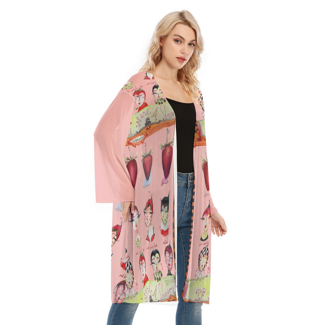 Strawberry picking Women's Long Sleeve Mesh Jacket