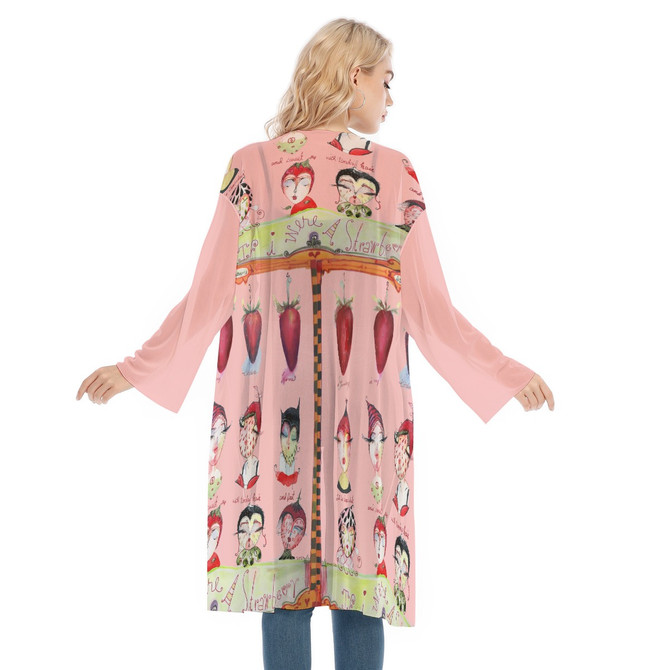 Strawberry picking Women's Long Sleeve Mesh Jacket
