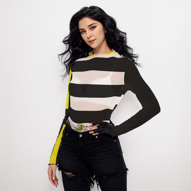 Medusa driving a Cadillac long sleeve mesh top