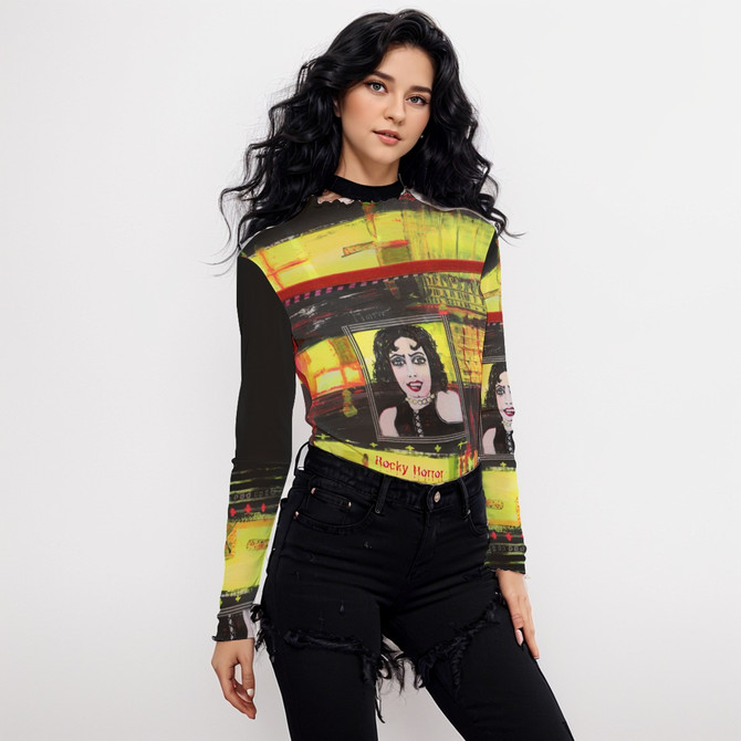 Love letter to Rocky Horror mesh long sleeve top