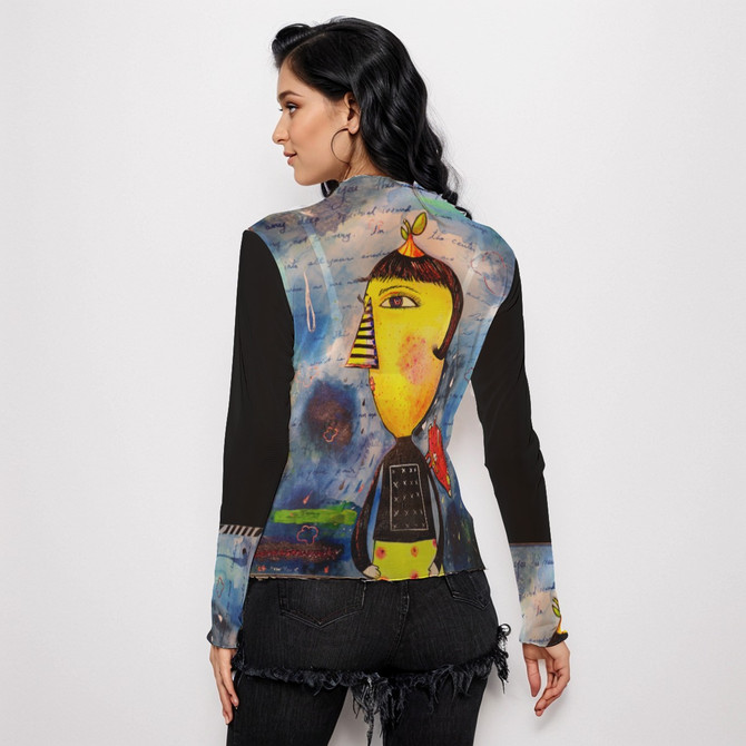 Lemony girl long sleeve mesh top