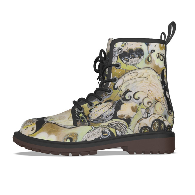 Gold swirls unisex ankle Boots