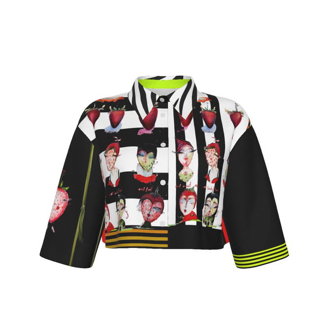 Strawberry Pixies Crop Jacket 100% cotton