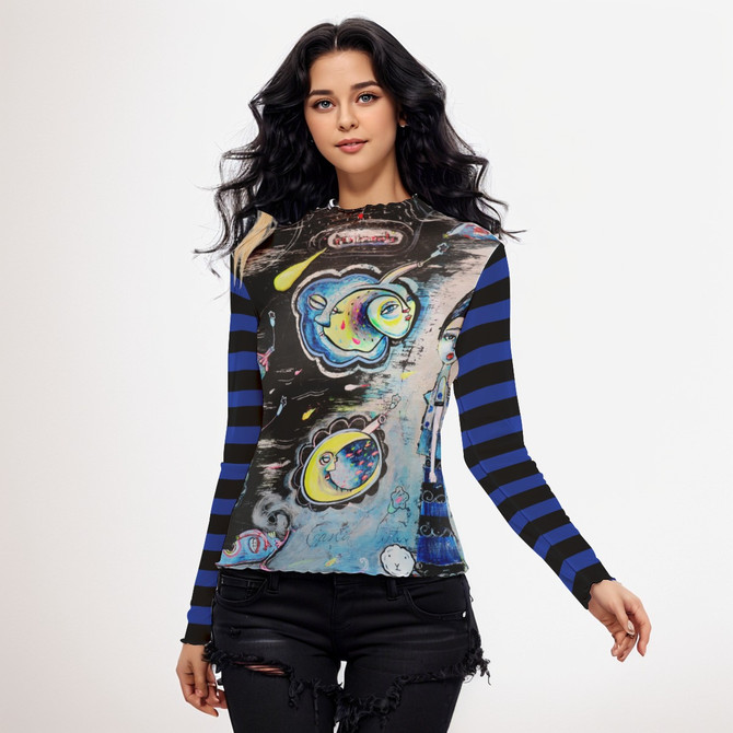 Pentimenti long sleeve mesh top