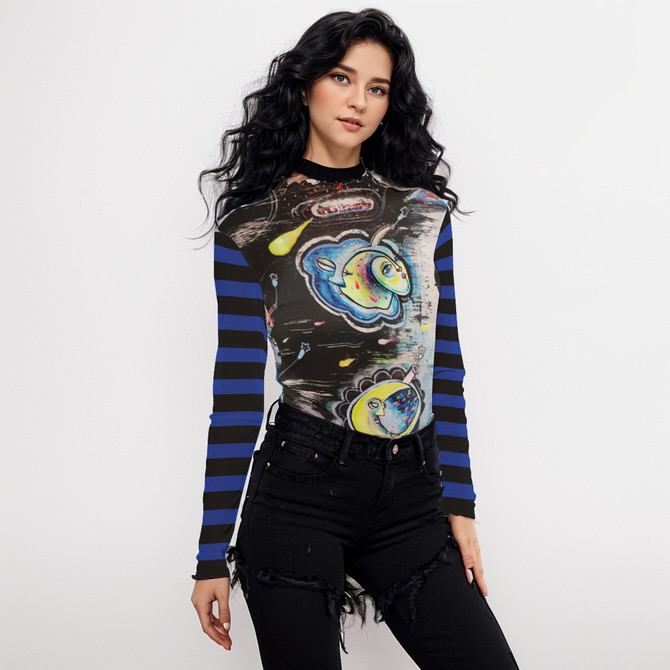 Pentimenti long sleeve mesh top
