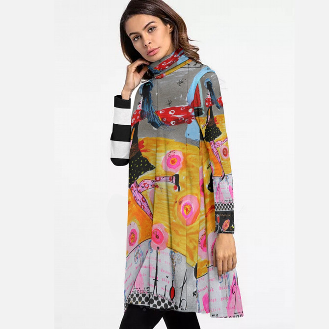 Walking not talking long sleeve dress