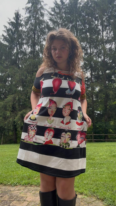 Strawberry pixie shoulder cut out dress 100% cotton