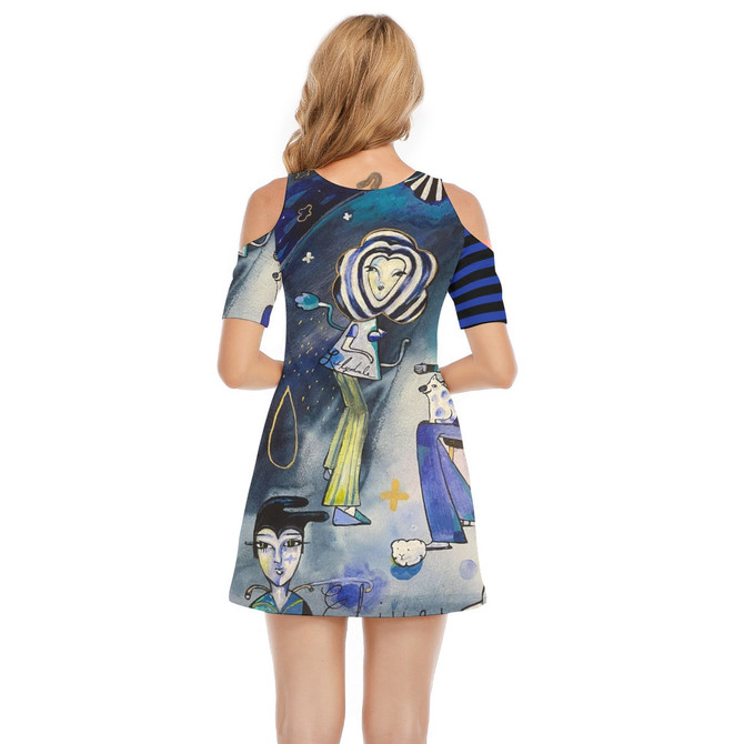 Scorpio Moon shoulder cut out dress 100% cotton