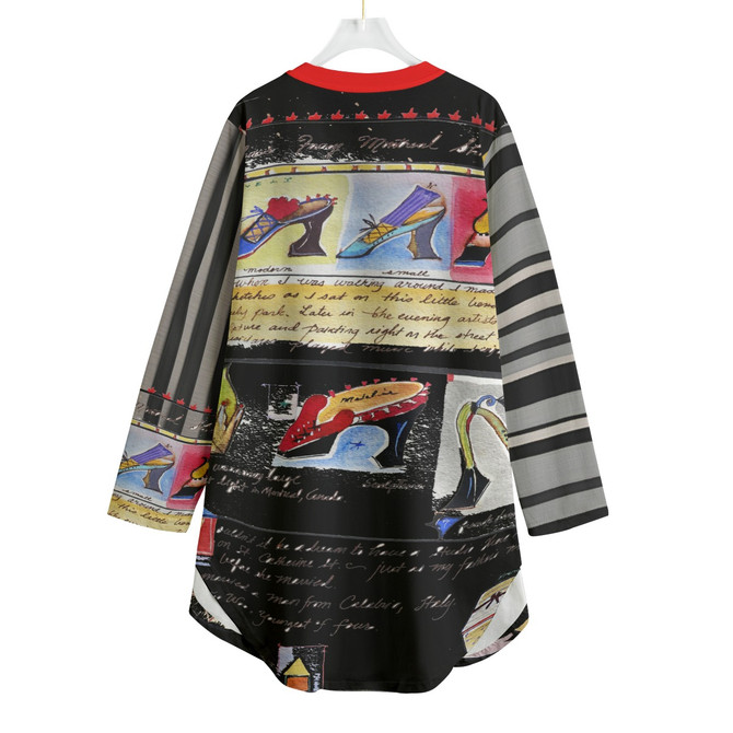 Shoe sketchbook flare dress 100% cotton