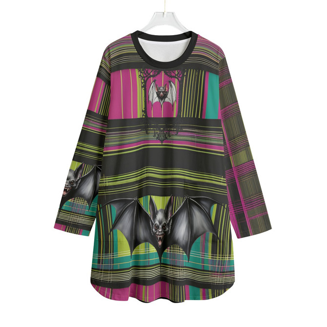 Magenta plaid bat flare dress 100% cotton
