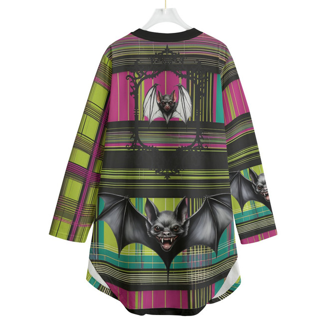 Magenta plaid bat flare dress 100% cotton