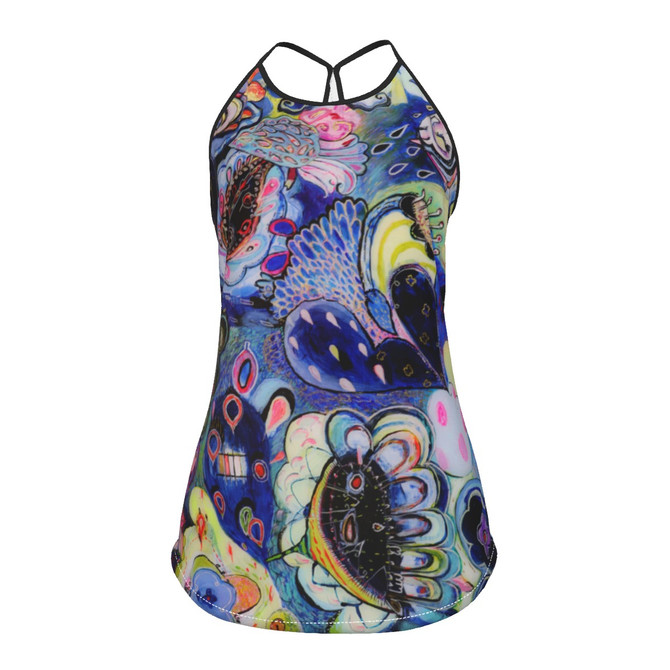 Blue tears criss cross tank top