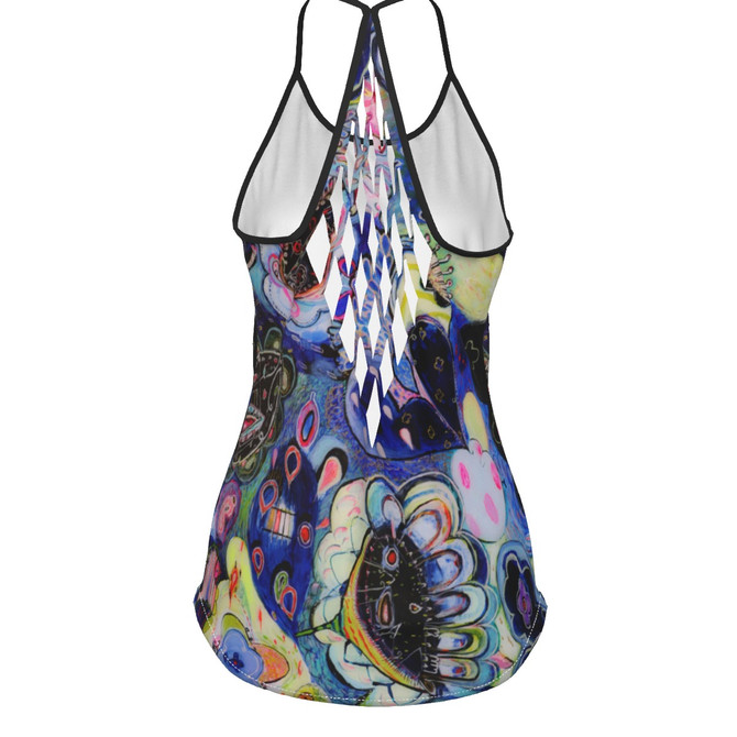 Blue tears criss cross tank top