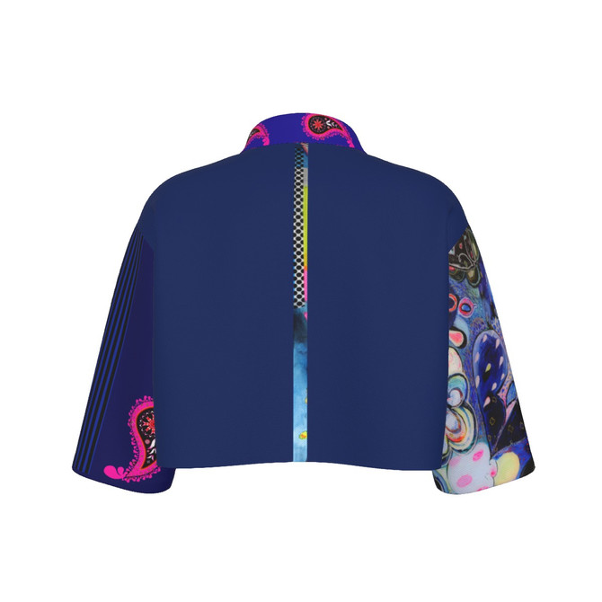 Blue hearts crop jacket 100% cotton