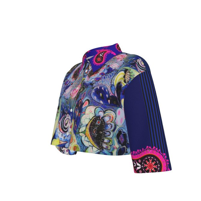 Blue hearts crop jacket 100% cotton